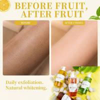 Gel Douche Exfoliant aux Fruits 300ml – Blanchissant Naturel Citron Kiwi Cerise Fraise – 4 Variétés – Pompe Blanche OEM
