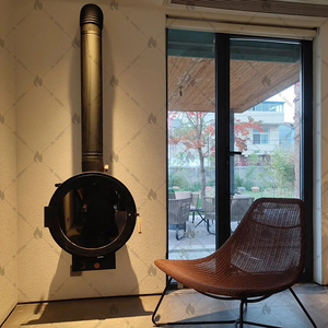 Chimenea suspendida moderna para calefacción interior con puerta <span class=keywords><strong>de</strong></span> vidrio, estufa <span class=keywords><strong>de</strong></span> <span class=keywords><strong>leña</strong></span> <span class=keywords><strong>de</strong></span> metal y acero para sala <span class=keywords><strong>de</strong></span> estar - Product Image 4