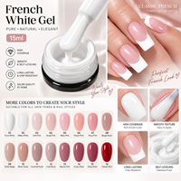 Vernis à ongles gel blanc français 15ml UV LED Soak Off, couleur personnalisable, marque privée OEM, pour salon de manucure et DIY