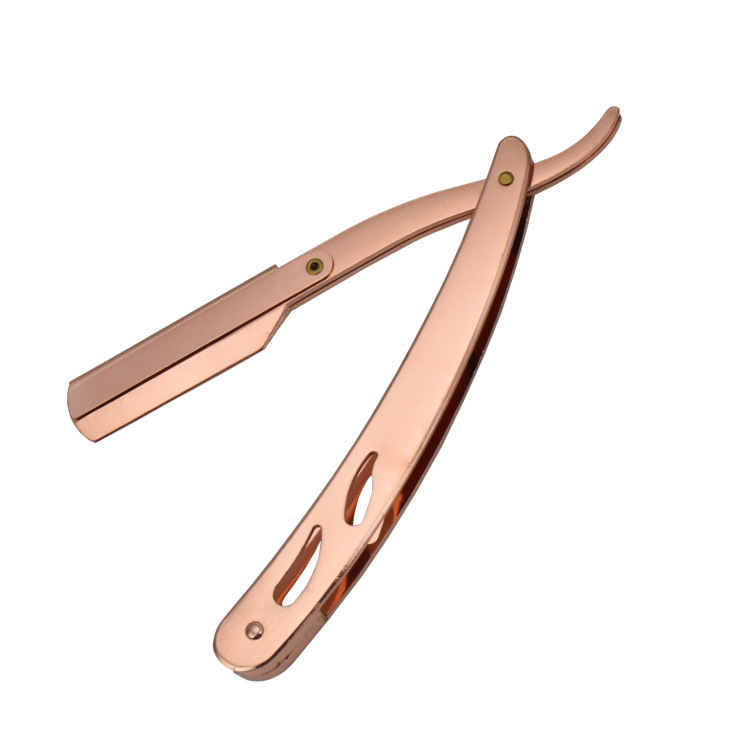 Rasoio dritto da barba in oro rosa