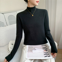Pull élégant en cachemire à col montant pour femme, coupe ajustée, fin tricoté, idéal pour superposer