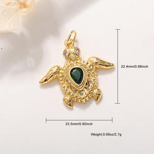 إكسسوارات عصرية: سوار على شكل سلحفاة مطلي بالذهب الحقيقي، مرصع بالزركون، بتصميم قطرات الزيت، يحافظ على اللون، متوفر في المخزون للشحن الدولي - Product Image 4