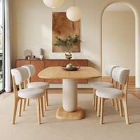 Table à manger en bois massif, style bois, design pour la maison, table à manger ovale moderne rectangulaire
