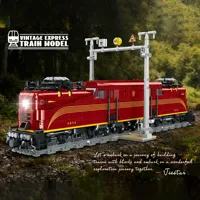Jie Star JJ9250 Nuevo Tren Clásico Rojo Retro, Locomotora Eléctrica, Bloques de Construcción, Juguetes para Adultos, Regalos, Sets de Bloques de Construcción