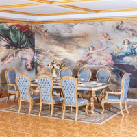 Ensemble de table à manger rectangulaire en bois massif de style français pour 8 personnes, mobilier de salle à manger classique de luxe
