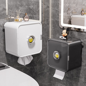 Wall Mounted Tissue Box Waterproof Rectangular No Drill Toilet Paper <b>Holder</b> Bathroom Storage Organizer - Product Image 3