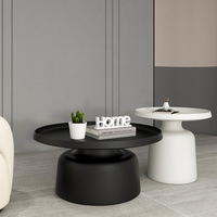 Table basse minimaliste en forme de champignon, table d'appoint ronde en acier inoxydable, noir et blanc, petite table d'appoint pour la décoration de la maison