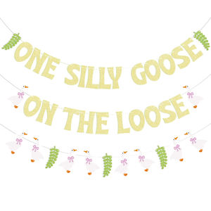ธีมห่านห่านหนึ่งโง่บน1st หลวมแบนเนอร์ปาร์ตี้วันเกิดธงกระดาษอุปกรณ์ตกแต่งงานปาร์ตี้ - Product Image 6