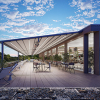 Auvent rétractable motorisé pour terrasse, balcon, patio, en aluminium écologique avec revêtement en poudre, sur mesure, en gros
