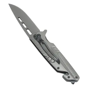 Profession Grey Titanium Plating Folding Pocket Camping Survival Tactical Knife For Outdoor