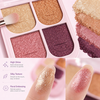 Paleta de Sombras de Ojos Rosa Vibrante con Logotipo Personalizado, Etiqueta Privada OEM, Acabado Brillante, Polvo Prensado Ligero, Tamaño Ideal para Viajes