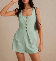 Deux costumes pour femmes été imprimé lanterne manches Blouse taille haute dentelle ample large short à fleurs avec ceinture