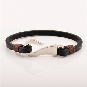 La fabbrica di gioielli in acciaio inossidabile personalizza la fascia da polso in pelle con cinturino da pesca - Product Image 1