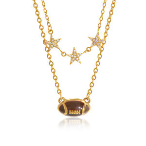 Collar de Verano en Capas, Chapado en Oro PVD de 18k, Acero Inoxidable, Estrella de Diamantes, Resistente al Sudor, Collar de Rugby Esmaltado para Mujer - Product Image 6