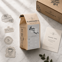 Sacs à café personnalisés biodégradables de qualité alimentaire à fond plat, en kraft noir mat, avec valve et fermeture à lien métallique, impression numérique et héliogravure, petit format