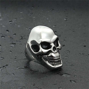 Skeleton Skull <b>Ring</b> <b>Silver</b> Men's Punk Style Retro Fashion Jewelry 260109 - Product Image 4