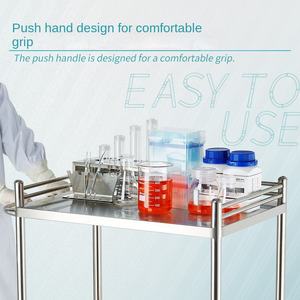 लैशविक व्हील डबल मोटी स्टेनलेस स्टील ट्रॉली बेकर्स प्रयोगशाला स्टेनलेस स्टील ट्रॉली के लिए बड़े छोटे आकार के आकार - Product Image 1