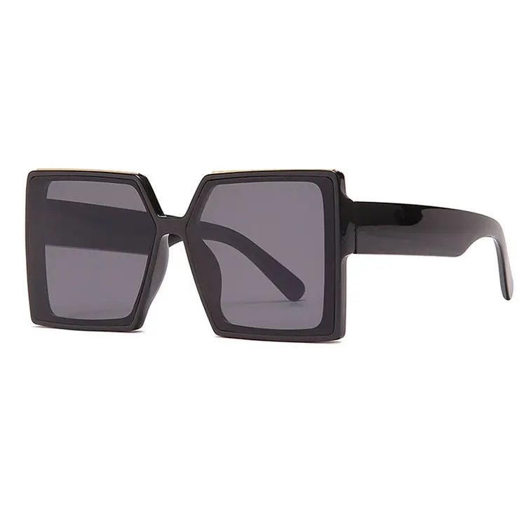 2022 Fashion Brand Designer Sun Glasses Big Square Oversized Shades All Black Sunglasses