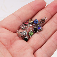 Breloques en cristal scintillant avec pierre de naissance pour collier, porte-clés, bracelet, boucles d'oreilles, accessoire de bijoux en acier inoxydable fait main DIY