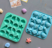 Moule en silicone marin à 16 cavités, forme coquillage, étoile de mer, conque, pour bonbons, chocolat, pudding, décoration de gâteaux, pâtisserie