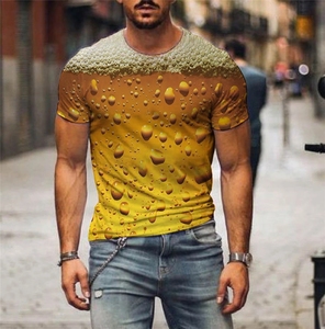 Men's Vintage Knitted 180g Short Sleeve Digital Printing <strong>Funny</strong> Style Round Neck Outdoor Loose Casual <strong>Tshirt</strong> - Product Image 3
