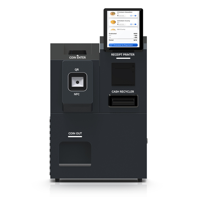 Hot Selling Checkout Printer Self Cash Payment Kiosk 10.1" Self-service Payment Terminal Hotel Currency Machine Android11 RK3566