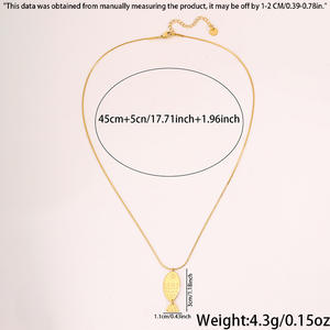 Collares de Acero Inoxidable con Grabado Retro, Collares de Pez que No se Deslustran, Chapados en Oro de 18k - Product Image 3