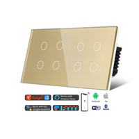 TAWOIA-Interruptor táctil inteligente para el hogar, Panel de cristal doble de 157mm, 8 entradas, compatible con Tuya, No Neutral, Wifi, 4 entradas, interruptor doble para la UE