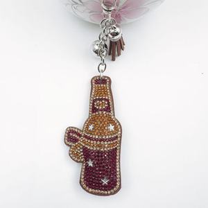 Creative diamond <strong>studded</strong> Red Wine Bottle Cartoon Tassel Korean Velvet Hot <strong>Pressed</strong> diamond Wine Bottle Bag Pendant Gift - Product Image 3
