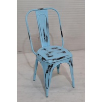 Chaise de salle à manger réglable en métal bleu aqua style industriel vintage avec finition vieillie pour la maison, le bureau, les hôtels, les restaurants, les cafés, les bars