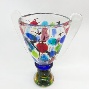 हस्तनिर्मित मुरूनो ग्लास आर्ट डेको डिजाइन टेबलटॉप ट्रॉफी वैस कलात्मक विशेषता अद्वितीय क्रिस्टल वेस - Product Image 3