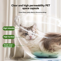 Lit pour chat transparent en forme de capsule spatiale avec jouet clochette, nid semi-fermé toutes saisons pour chats d'intérieur