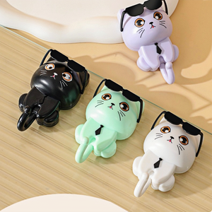 2024 lỗ vào sáng tạo miễn phí mạnh mẽ xoay mắt mèo móc áo móc chìa khóa hoạt hình dễ thương móc áo mèo đen - Product Image 3