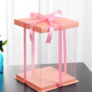 Hot Selling High Quality Wedding Birthday Luxury Custom LOGO Tall clear Cake <b>Box</b> - Product Image 3