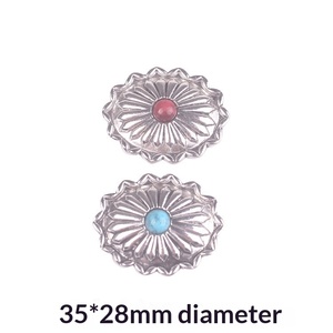 Hebilla de tela artesanal de cuero con patrón floral, diseño de moneda de plata, imitación de turquesa y diseños de dólar estadounidense - Product Image 2