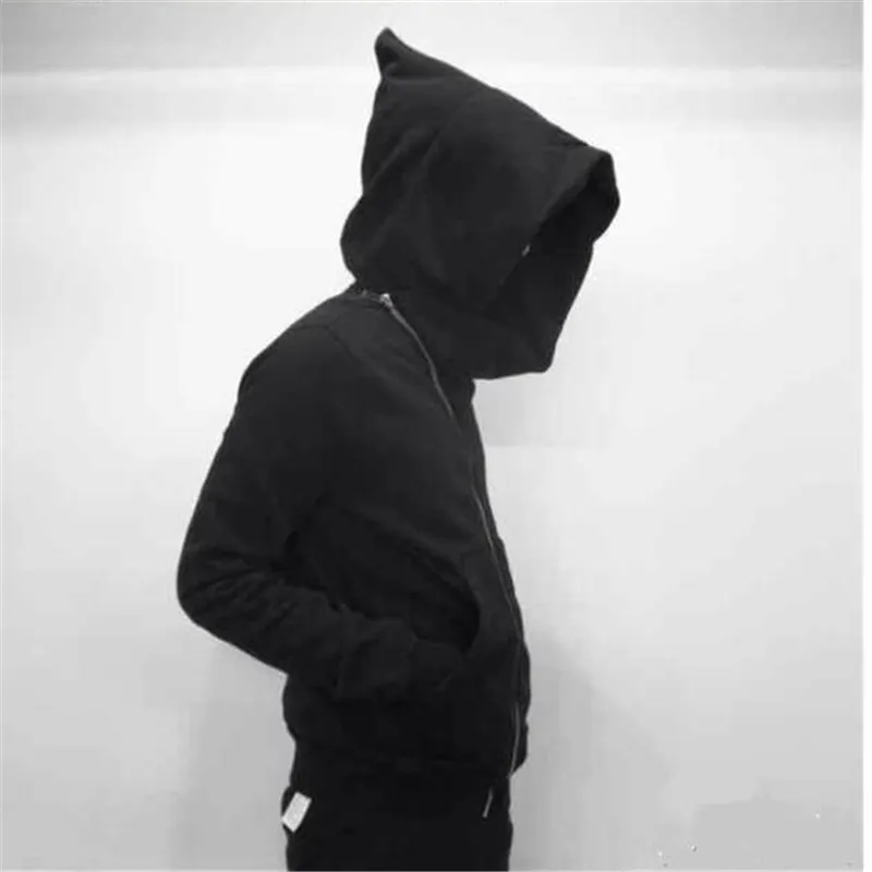 New Hoodies Men Zipper Cardigan Harajuku Black Sweatshirts Hip Hop Style Skateboard Streetwear Cloak Hooded Jacket Coat