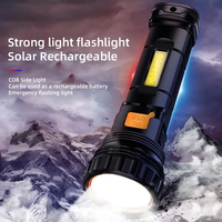 Lampe torche LED rechargeable par USB, solaire, étanche IP65, longue portée, en plastique, pour usage extérieur d'urgence