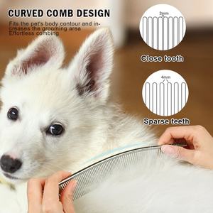 Pettine per toelettatura per animali domestici in acciaio inossidabile con pettine per capelli in metallo di grandi dimensioni con Logo personalizzato all'ingrosso in fabbrica - Product Image 2