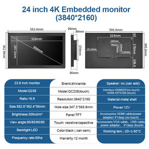 जिक्सिंडा <span class=keywords><strong>24</strong></span> इंच 4k 3840*2160 धातु केस एम्बेडेड पैनल माउंट अवशिष्ट/कैप्शिटिव टच स्क्रीन - Product Image 6
