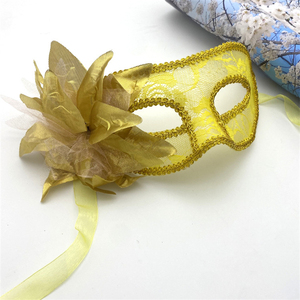Máscara de ojos de media cara para adultos, estilo Venecia, para Halloween, con <span class=keywords><strong>tela</strong></span> brillante y flores de hilo, máscara de plástico - Product Image 6