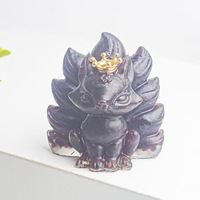 Figurine de renard à neuf queues en aigue-marine, décoration romantique porte-bonheur