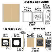 Interruptores y Enchufes de Pared WESA Ultrafinos con Botón Pulsador EU 1/2/3 Vías, Enchufe de Alimentación de 1 Vía, Combinación Libre, Diseño Moderno de Lujo