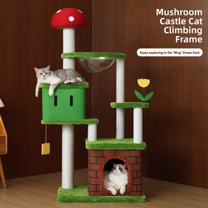 Mushroom Castle <b>Cat</b> Climbing Frame 4 Levels Sisal <b>Scratching</b> <b>Posts</b> Cartoon Style Indoor <b>Cat</b> <b>Tree</b> for <b>Cats</b> - Product Image 1
