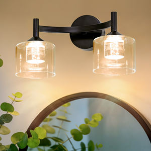 Applique murale en métal doré de style nordique postmoderne minimaliste, lampe de coiffeuse en verre pour chambre à coucher, bureau, escalier, restaurant, salle de bain - Product Image 1