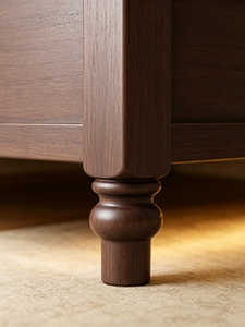 Cadre de lit en bois traditionnel, taille king, tête de lit capitonnée avec design arqué et finition foncée - Product Image 6