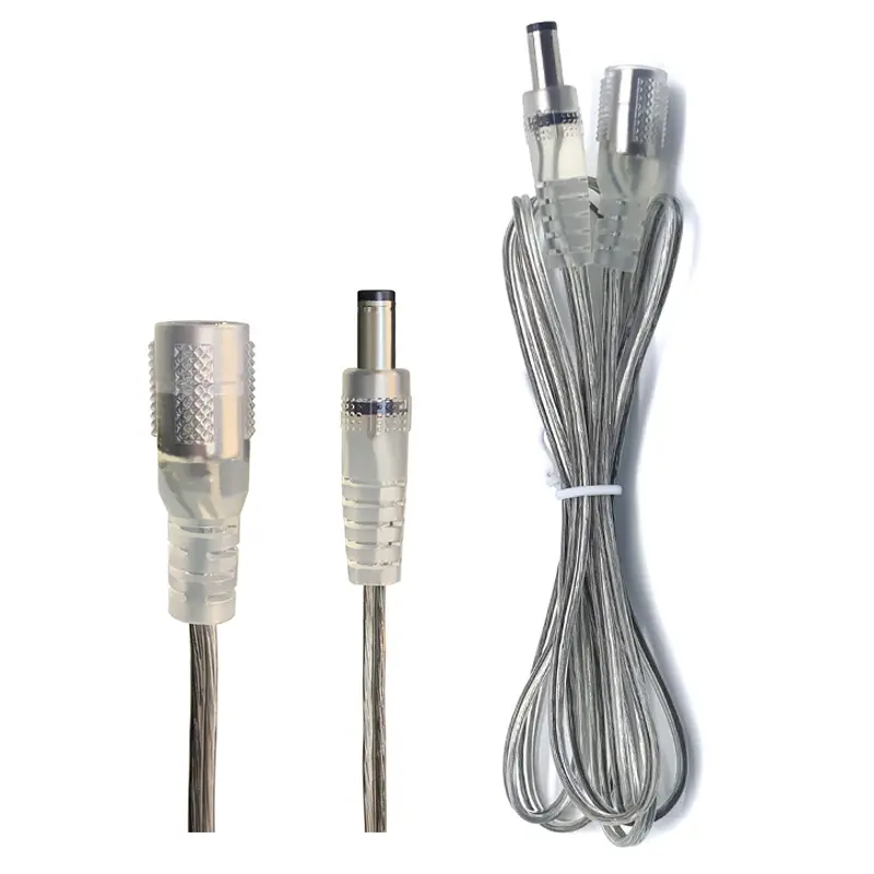 Cavo di prolunga di alimentazione da maschio a femmina DC 5521 2468 parallelo trasparente 5.5*2.1mm 2468 22 awg per cavo elettrico a luce al Neon a Led