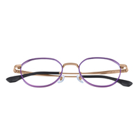 Monturas de Gafas Ópticas Modernas Minimalistas de Titanio IP en Oro Púrpura Brillante, Estilo de Diseñador para Mujer, OEM ODM