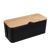 Boîte d'organisation de câble de style couvercle en bambou empilable blanc de 3 tailles pour bureau à domicile