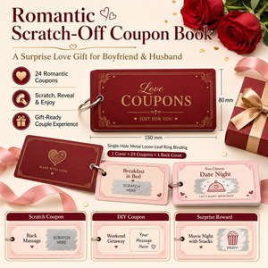 Libro de Cupones Románticos Personalizados para Rascar, <span class=keywords><strong>24</strong></span> Cupones de Amor con Tarjetas DIY y Recompensas Ocultas, Regalo para Novio o Esposo - Product Image 1