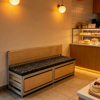 Banquette modulaire en contreplaqué de bouleau avec rangement et dossier pour restaurant et café
